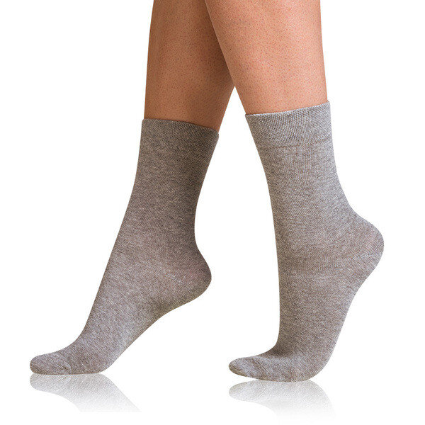 Komfortní bavlněné dámské ponožky - Šedý melír, 39 - 42 i454_BE496845-346-42