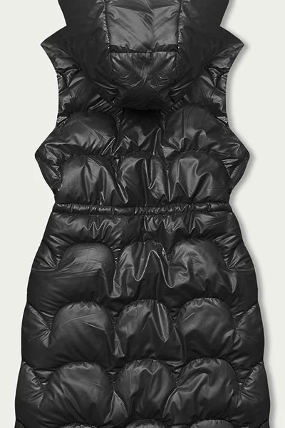 Černá péřová vesta s kapucí a stahovací gumou - S'WEST