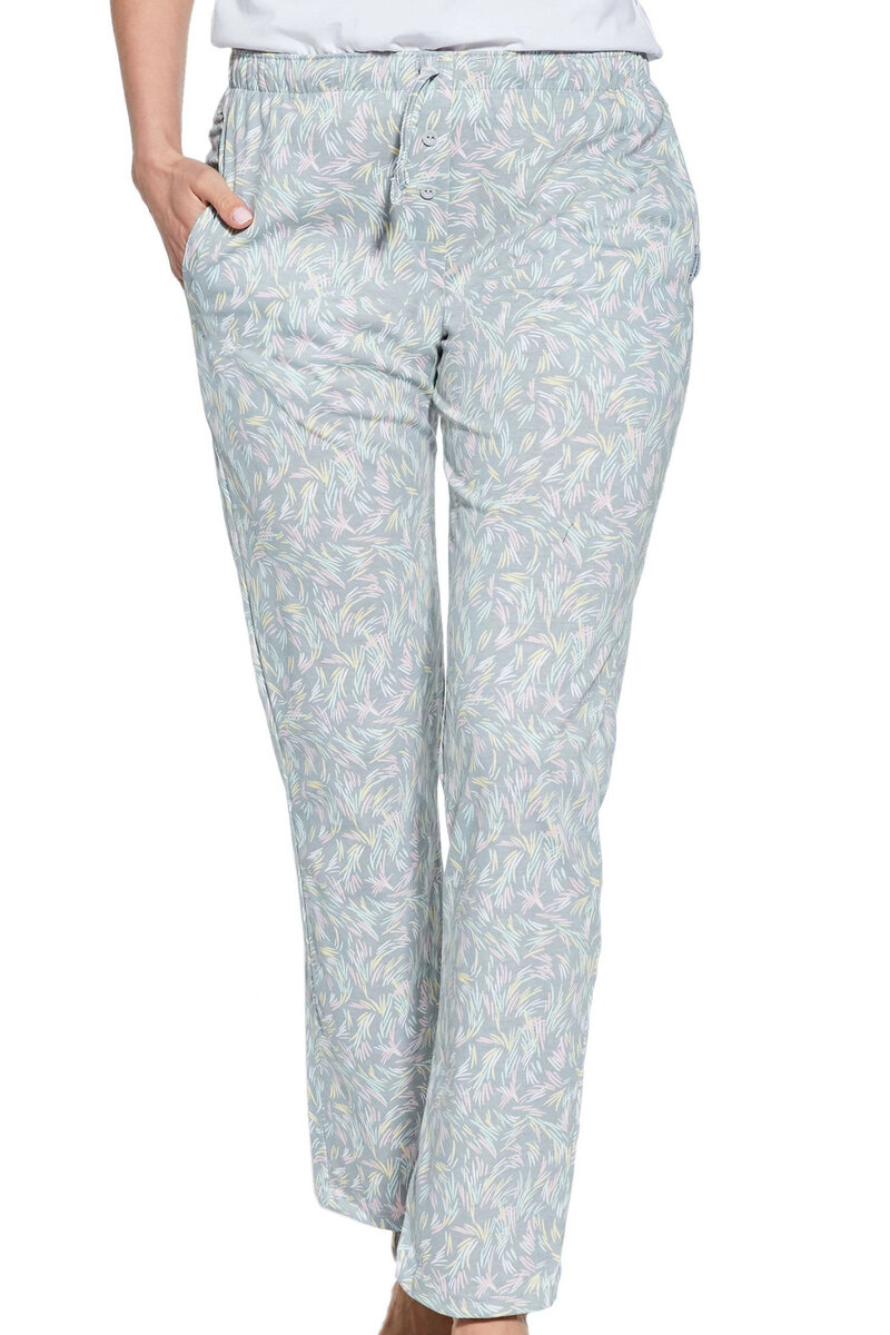 Vzorované dámské bavlněné kalhoty - Šedá Cornette, šedá XL i41_9999939914_2:šedá_3:XL_