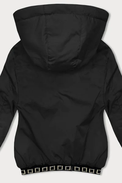 Černá péřová bunda s kapucí a stahovacími lemy od J.STYLE