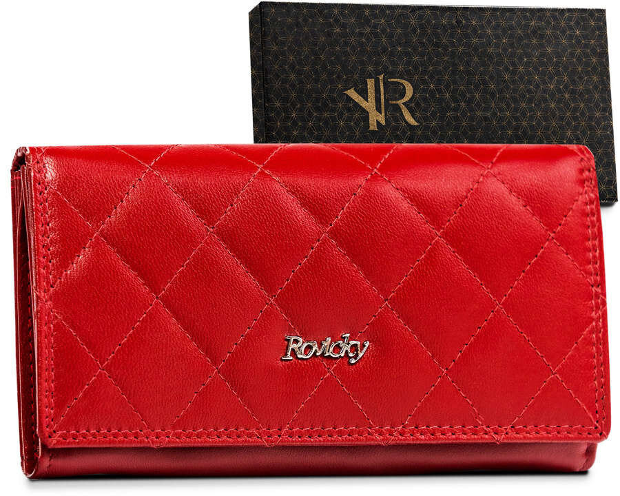 Klasická červená kožená peněženka s RFID ochranou, jedna velikost i523_5903051173813