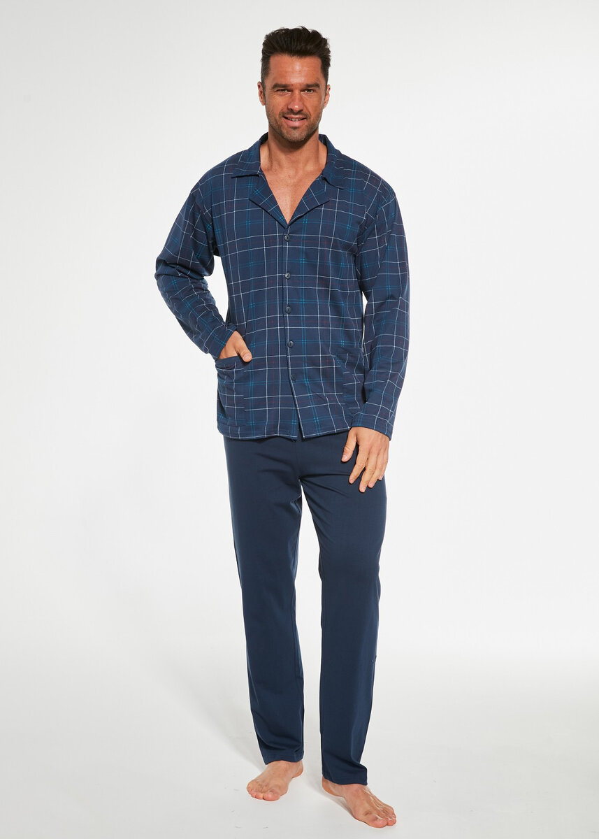 Kostkované pánské zipové pyžamo Cornette 3XL-5XL, lahvově zelená 3xl i384_91923094