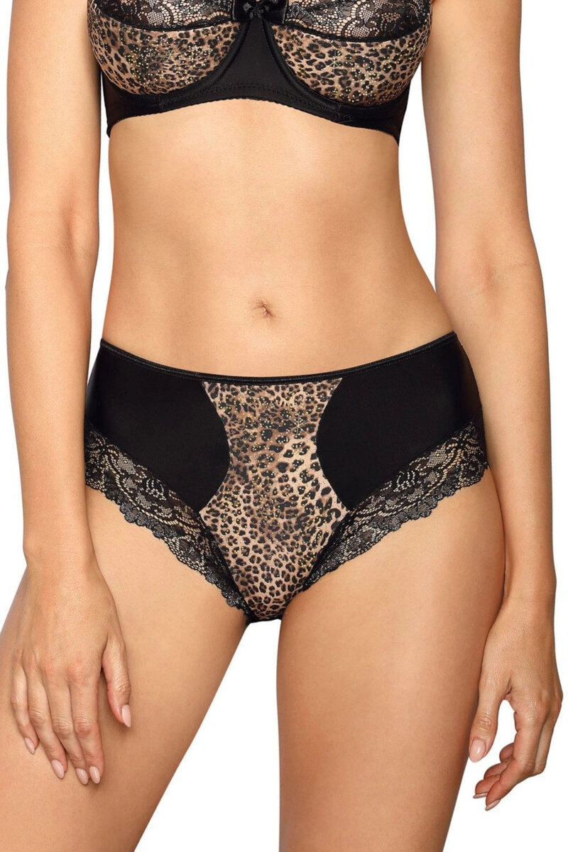 Klasické dámské kalhotky Zoje - Černá Leopardí Krajka, černá M i41_76863_2:černá_3:M_