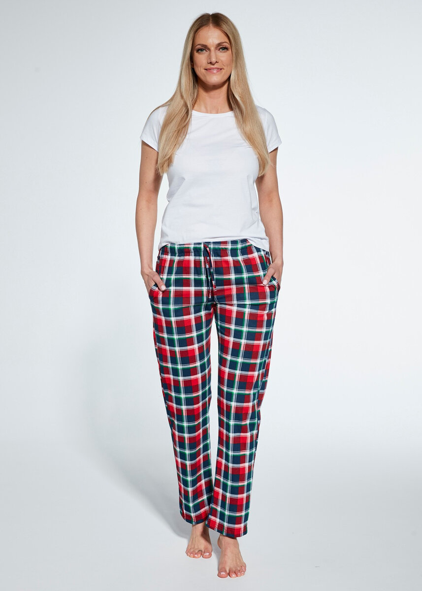Kostkované pyžamo pro ženyvé kalhoty Cornette, red-grid XL i384_2780775