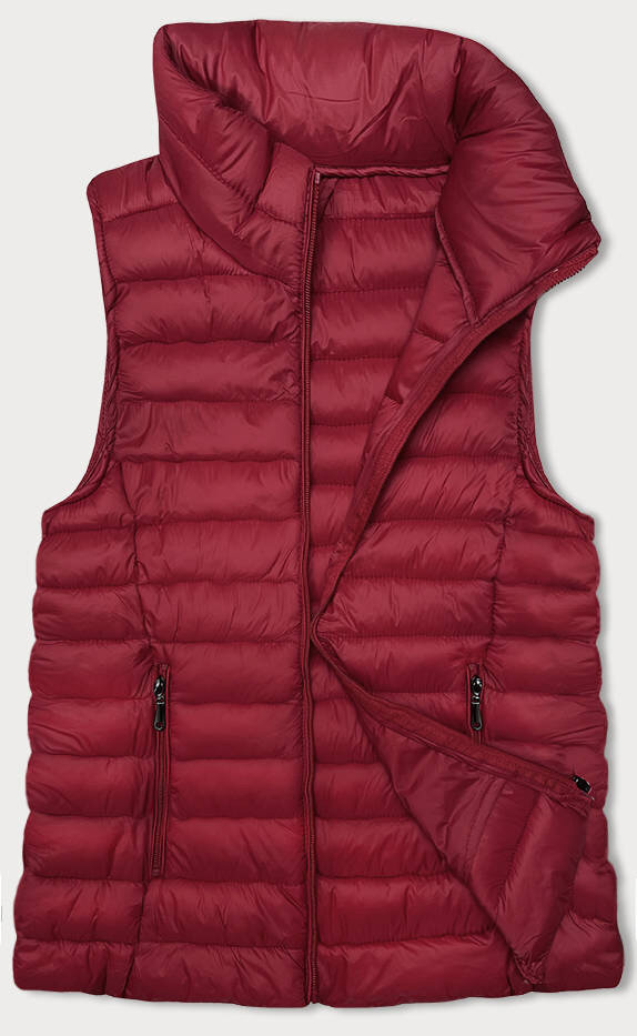 Červená dámská prošívaná vesta s kapsami od J.STYLE, odcienie czerwieni S (36) i392_22361-46
