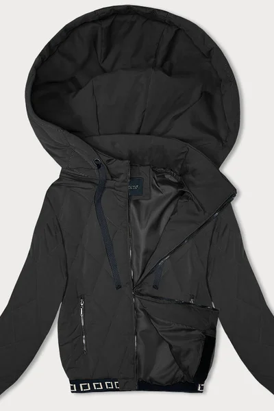 Černá prošívaná bunda s kapucí J.STYLE