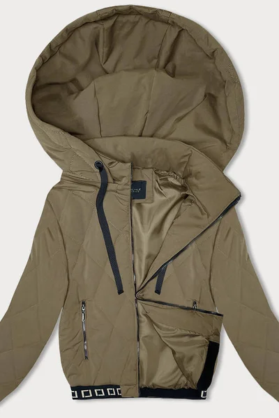 Zateplená olivová bunda pro ženy s kapucí J.STYLE