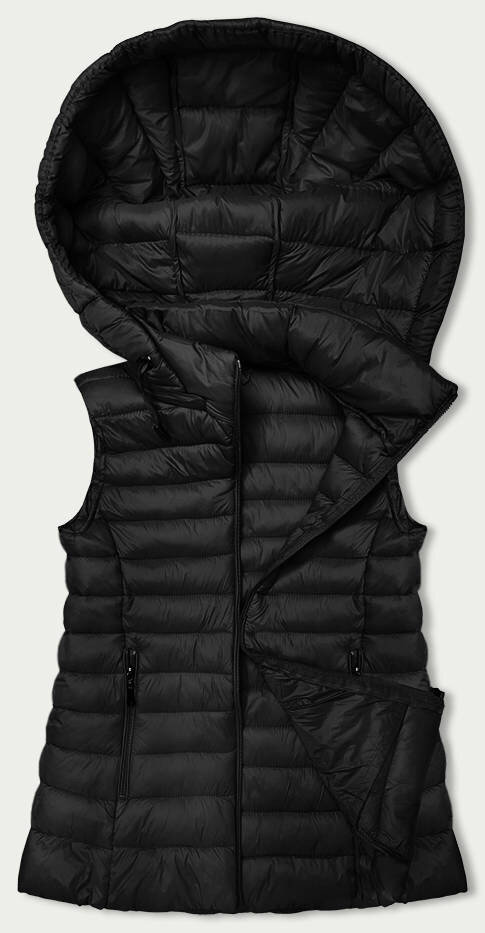 Černá dámská vesta s kapucí - Elegantní J.STYLE, odcienie czerni M (38) i392_22366-47