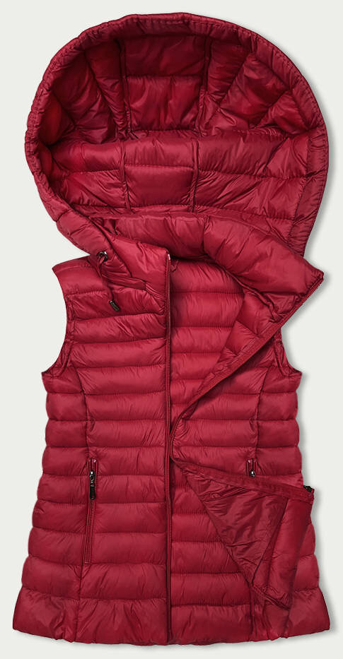 Červená dámská vesta s kapucí - Stylová ochrana, odcienie czerwieni M (38) i392_22368-47