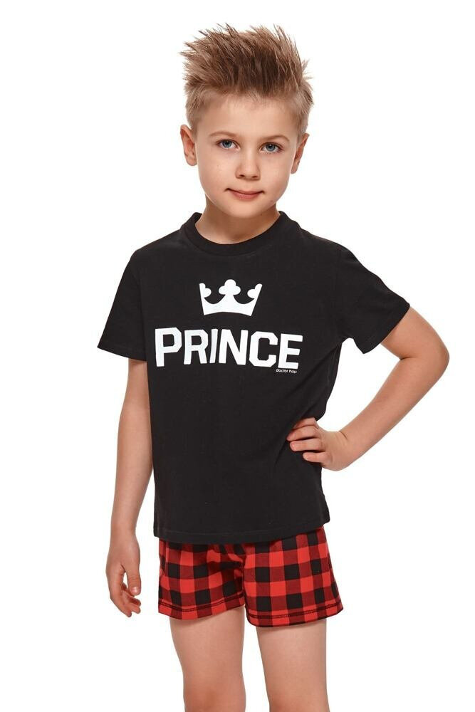 Krátké chlapecké pyžamo Prince černé Dn-nightwear, černá 146/152 i43_70190_2:černá_3:146/152_