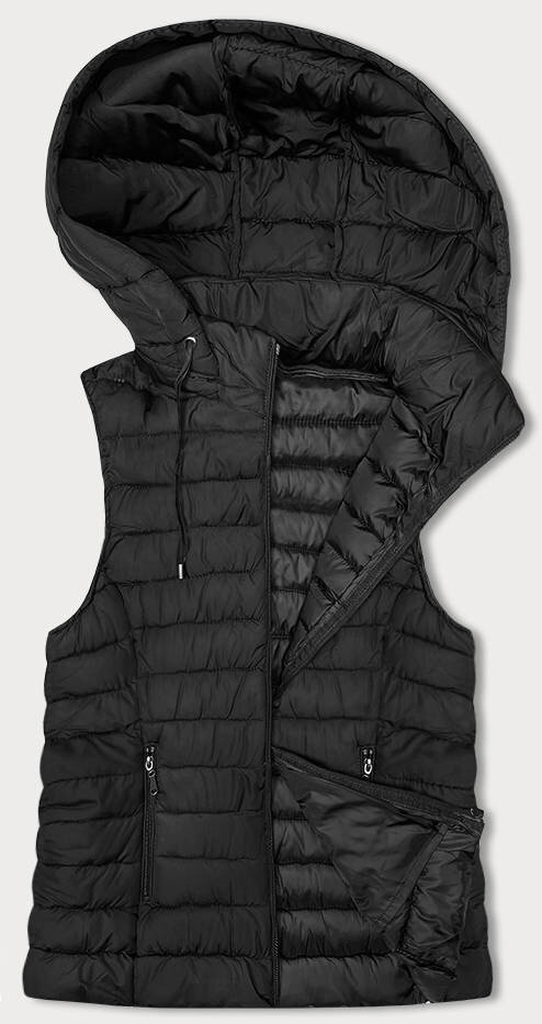 Černá prošívaná vesta s kapucí J.STYLE, odcienie czerni XL (42) i392_22369-53