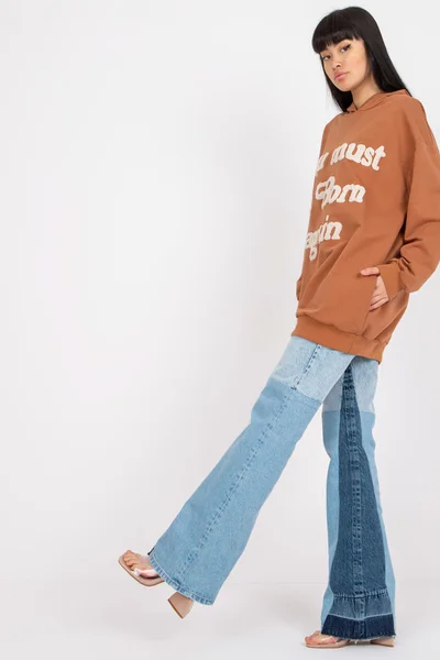 Dámská hnědá oversized mikina s kapucí Fashionhunters