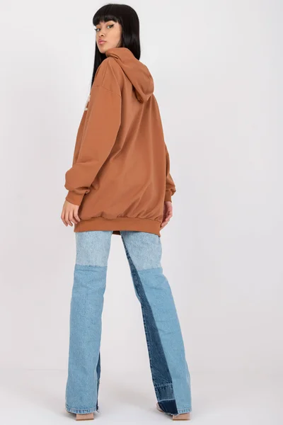 Dámská hnědá oversized mikina s kapucí Fashionhunters