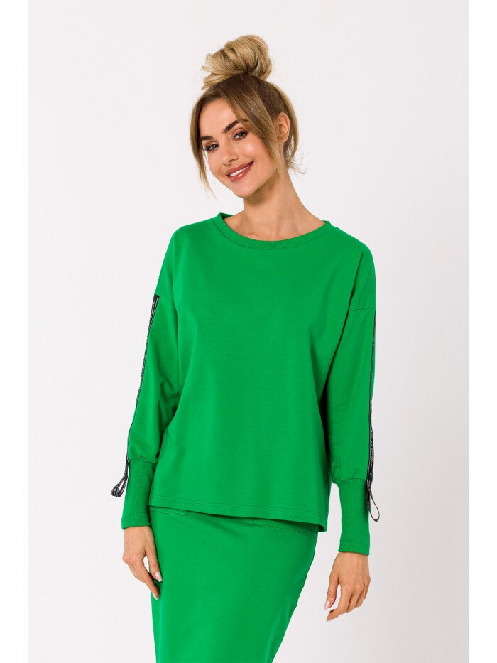 Zelený dámský svetr s pruhy a logem od značky Moe, EU XL i529_2036755543003645028