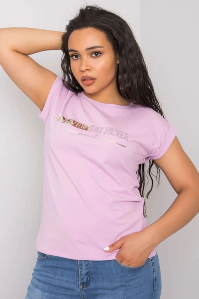 Světle fialové tričko plus velikosti s nášivkami FPrice