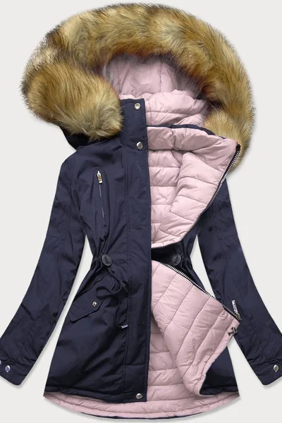 Zimní parka s odnímatelnou kapucí a kožešinou pro ženy MHM