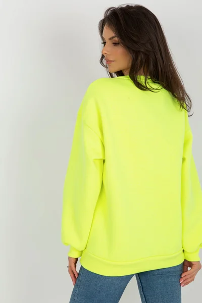 Dámská fluo žlutá mikina Fashionhunters s nášivkami