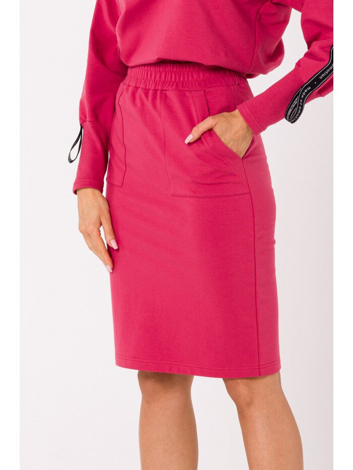 Korálová tužková sukně s kapsami pro ženy - Moe, EU XXL i529_9763752648640585