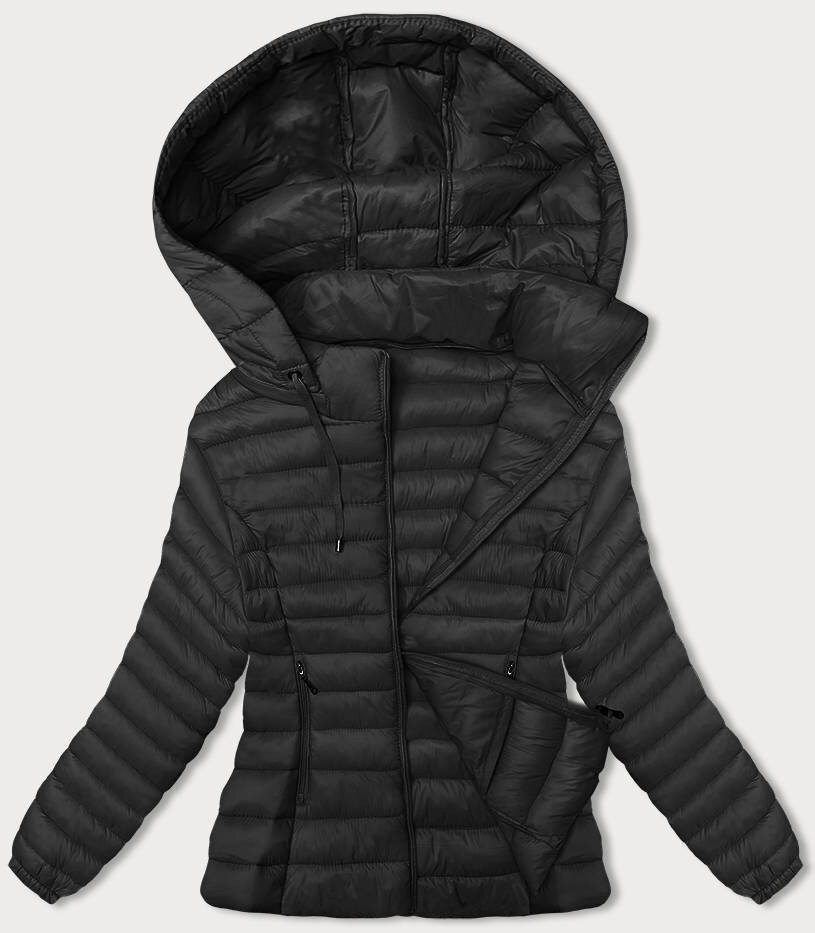 Černá bunda pro ženy s odnímatelnou kapucí J.STYLE, odcienie czerni S (36) i392_22378-46