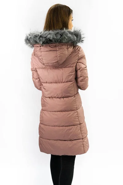 Růžová bunda na zimu pro ženy s kapucí Libland