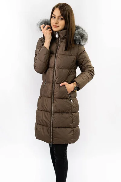 Teplá bunda na zimu s kapucí a kožešinou pro ženy Libland