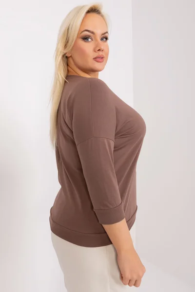 Kávová dámská halenka FPrice Plus Size