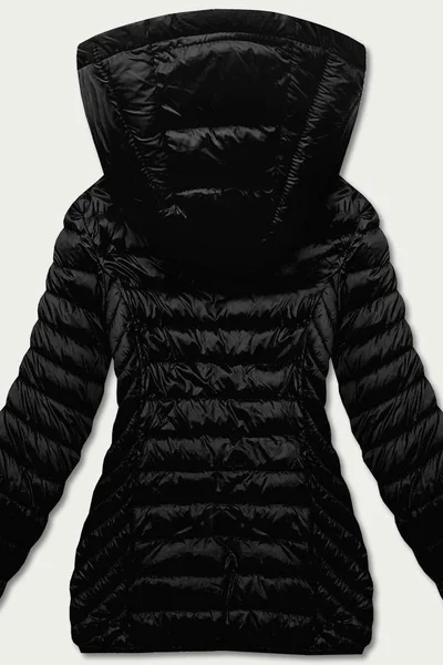 Černá prošívaná bunda pro ženy pro přechodné období R1G95 J.STYLE