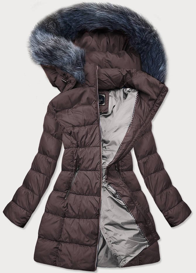 Zimní dámská péřová bunda s kapucí v lilkové barvě, odcienie fioletu S (36) i392_10741-46