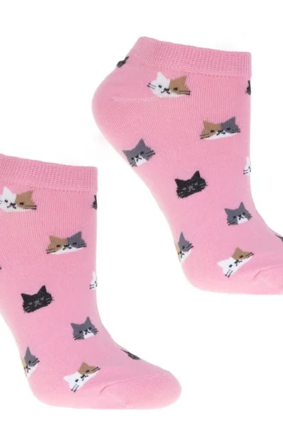 Kočičí růžové kotníkové ponožky Moraj