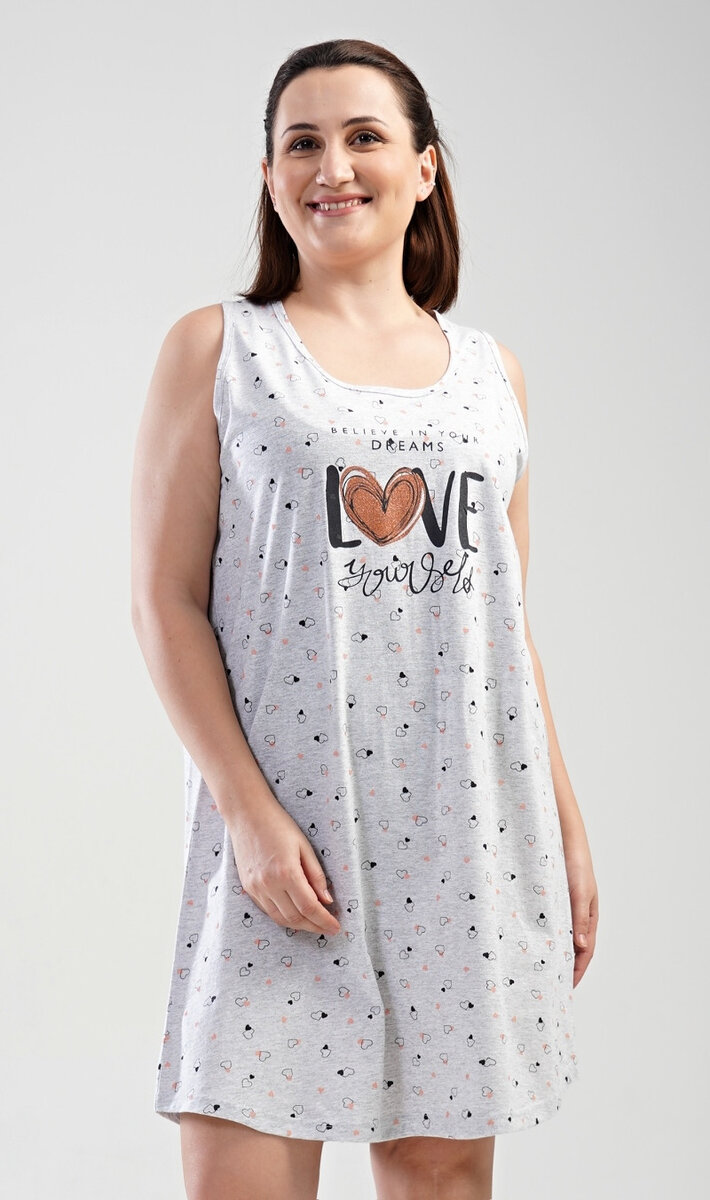 Dámská noční košile na ramínka Love Vienetta Secret, šedá 1XL i232_8942_55455957:šedá 1XL
