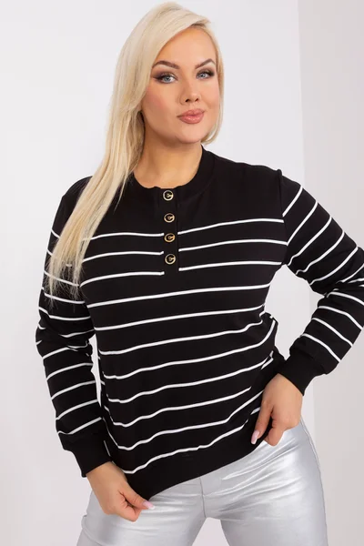 Dámská černá pruhovaná plus size halenka FPrice