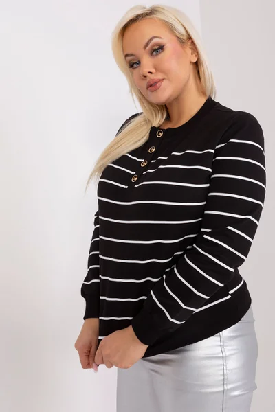 Dámská černá pruhovaná plus size halenka FPrice