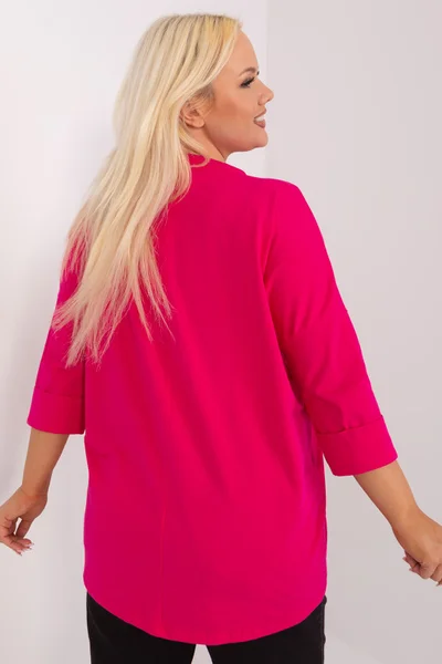 Fuchsiová dámská halenka plus size s nápisem Fashionhunters