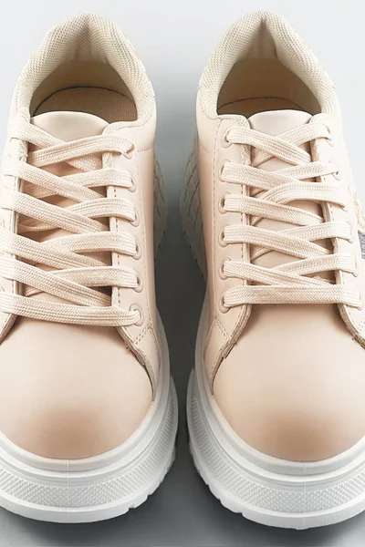 Béžové dámské tenisky sneakers s vysokou podrážkou 236E7 Mix Feel