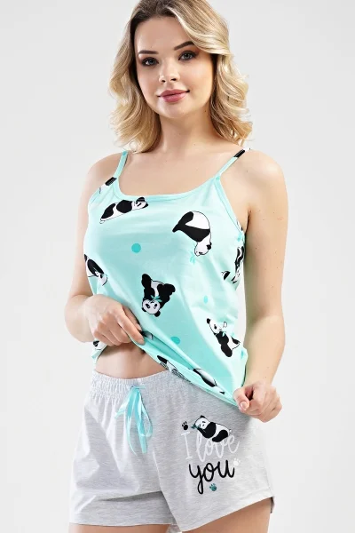 Pyžamo pro ženy šortky na ramínka Panda Vienetta
