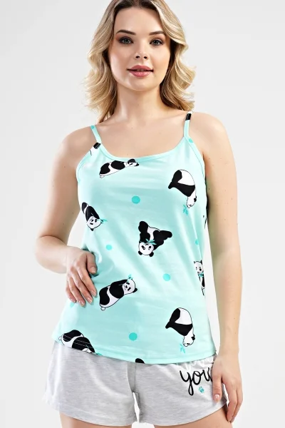 Pyžamo pro ženy šortky na ramínka Panda Vienetta