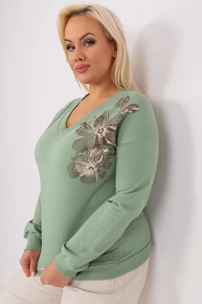 Zelená pistáciová dámská halenka plus size