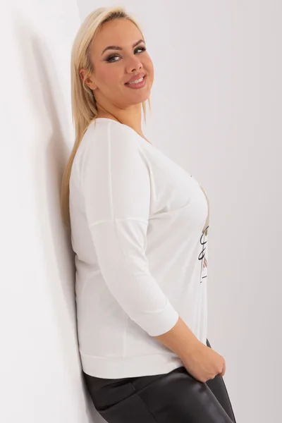 Ecru dámská plus size dámská halenka s nápisem FPrice