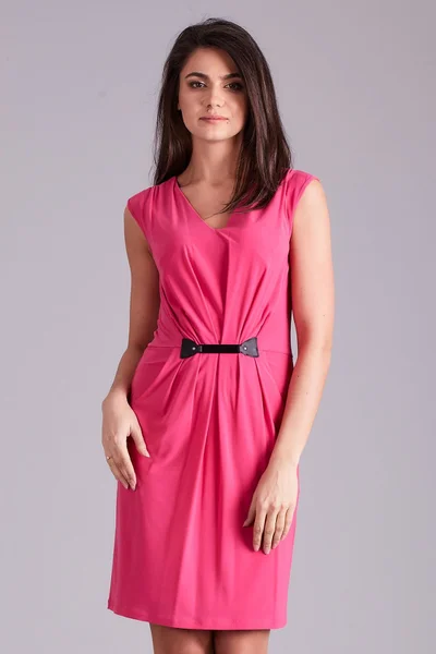 Růžová drapériovaná dámská šaty FPrice