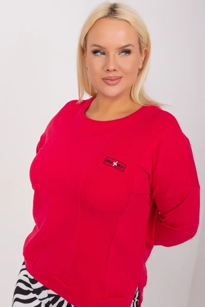 Plus Size Červená Halenka s Rozparky Fashionhunters