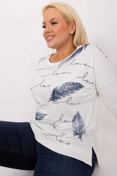 Ecru plus size halenka s potiskem - Fashionhunters