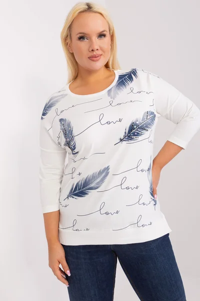 Ecru plus size halenka s potiskem - Fashionhunters