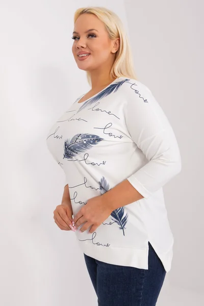 Ecru plus size halenka s potiskem - Fashionhunters