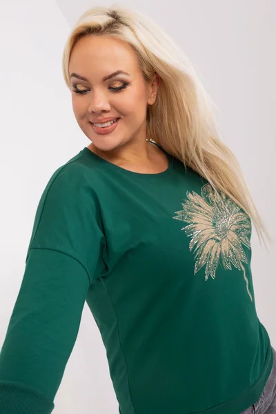 Zelená plus size dámská halenka s potiskem - RV-BZ-9196