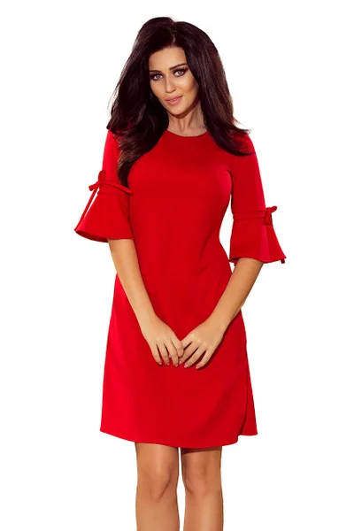 NEVA - Červené dámské trapézové šaty s rozšířenými rukávy 1 model 74986