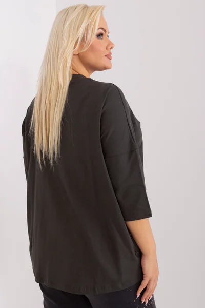 Kamínková khaki plus size dámská halenka FPrice