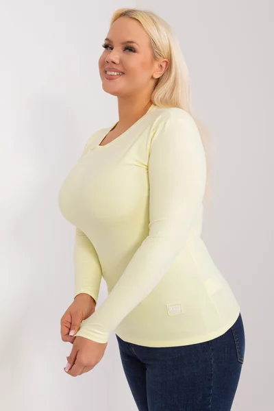 Žlutá dámská halenka plus size Fashionhunters s rukávem