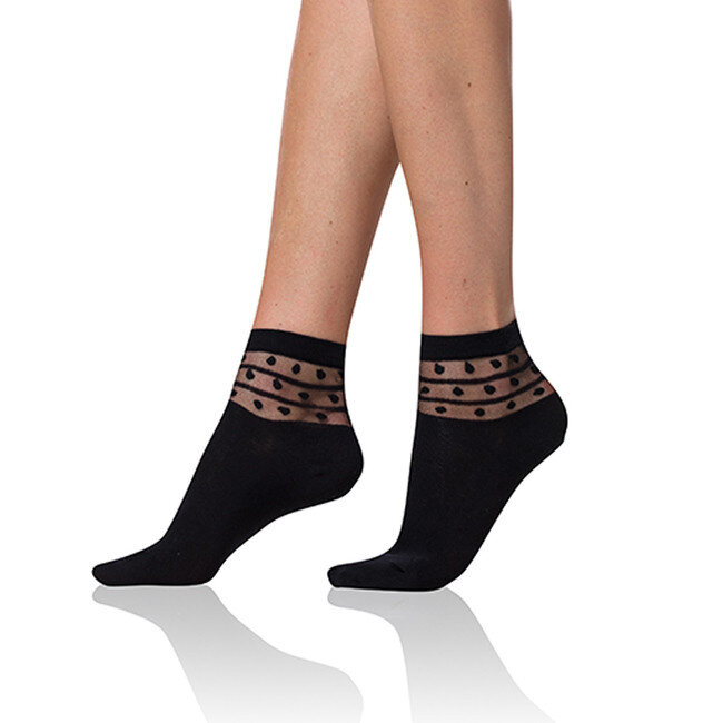 Dámské ponožky s ozdobným lemem TRENDY COTTON SOCKS - BELLINDA - černá, 35 - 38 i454_BE495921-940-38