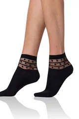 Dámské ponožky s ozdobným lemem TRENDY COTTON SOCKS - BELLINDA - černá