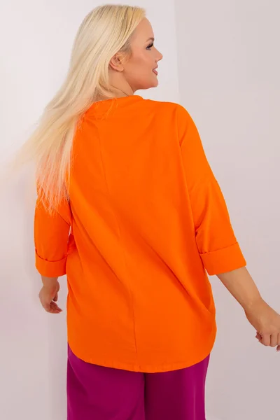 Oranžová tunika plus size se šňůrkami Fashionhunters